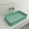BOCCHI Sottile 22" Rectangle Vessel Fireclay Bathroom Sink, Matte Mint Green, 1476-033-0125