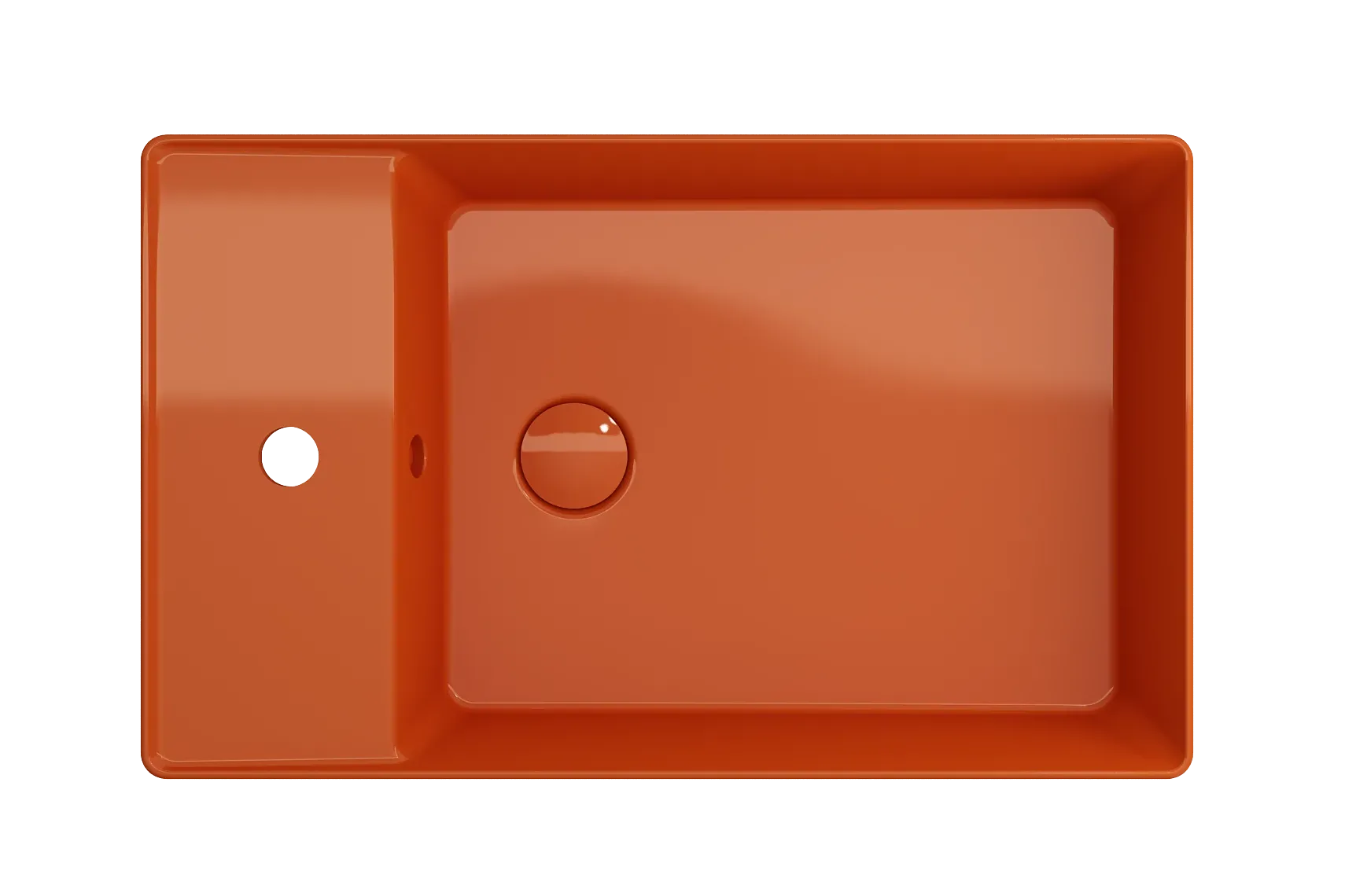 BOCCHI Sottile 24" Rectangle Vessel Fireclay Bathroom Sink, Orange, Single Faucet Hole, 1479-012-0126
