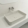BOCCHI Sottile 22" Rectangle Vessel Fireclay Bathroom Sink, Biscuit, 1476-014-0125