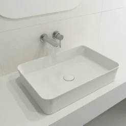 BOCCHI Sottile 22" Rectangle Vessel Fireclay Bathroom Sink, White, 1476-001-0125