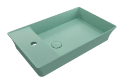 BOCCHI Sottile 24" Rectangle Vessel Fireclay Bathroom Sink, Matte Mint Green, Single Faucet Hole, 1479-033-0126