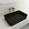 BOCCHI Sottile 22" Rectangle Vessel Fireclay Bathroom Sink, Matte Black, 1476-004-0125
