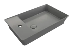 BOCCHI Sottile 24" Rectangle Vessel Fireclay Bathroom Sink, Matte Gray, Single Faucet Hole, 1479-006-0126