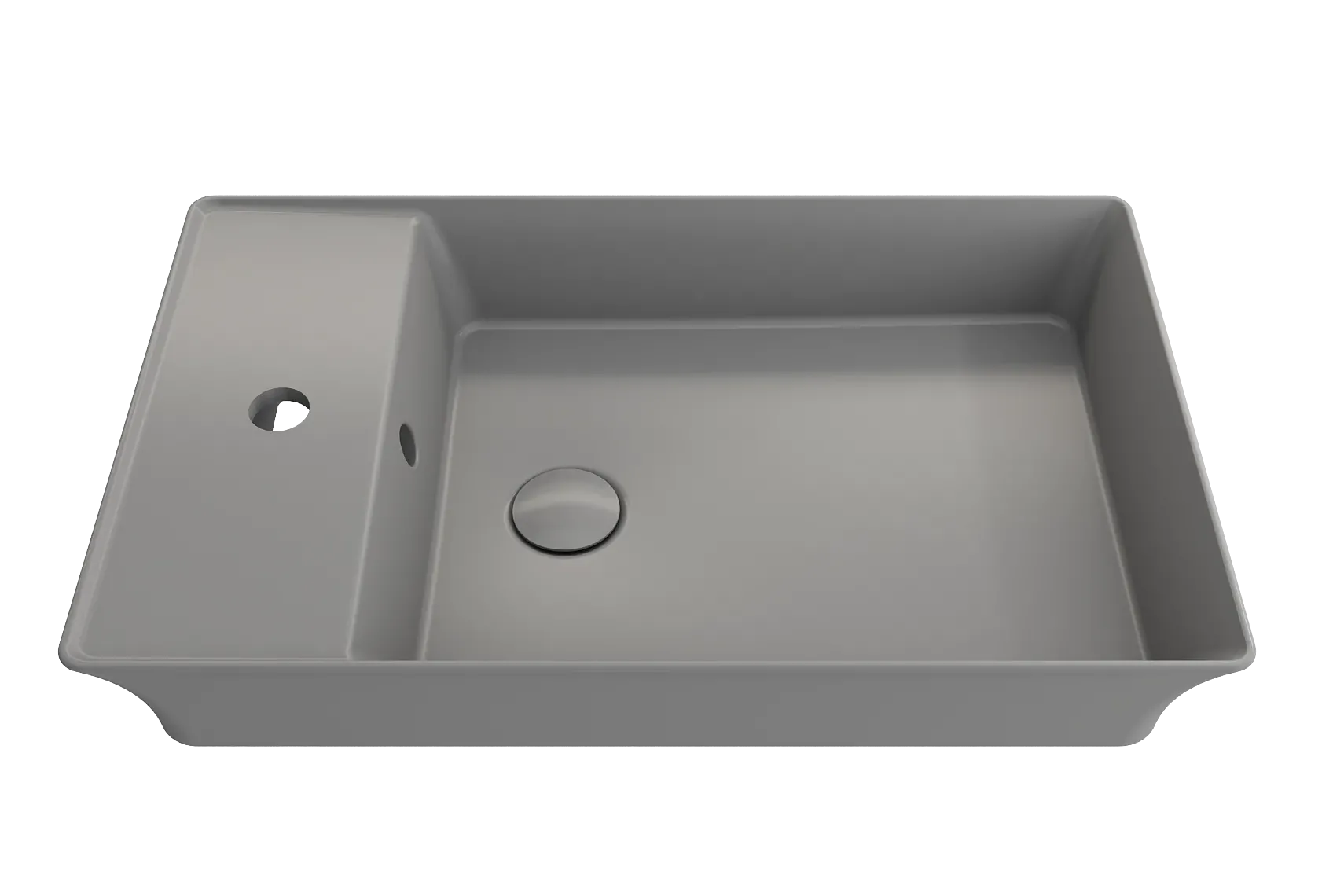 BOCCHI Sottile 24" Rectangle Vessel Fireclay Bathroom Sink, Matte Gray, Single Faucet Hole, 1479-006-0126