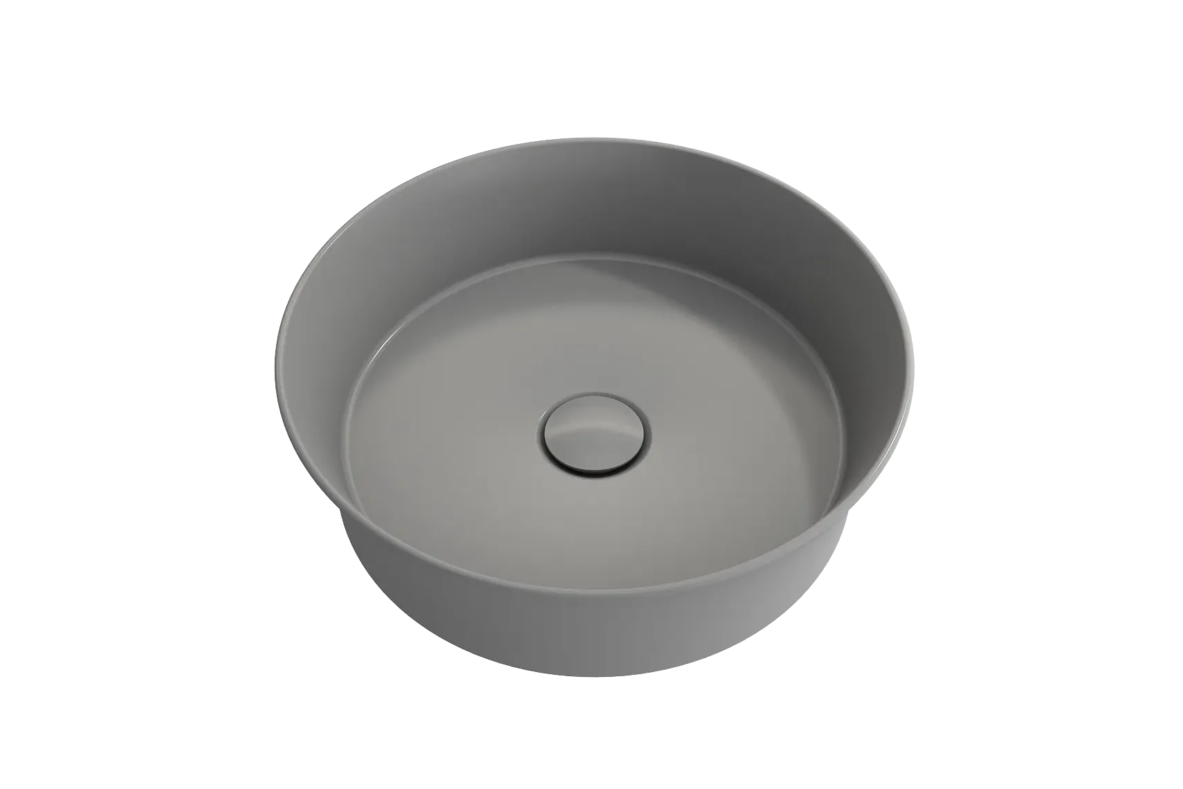 BOCCHI Sottile 15" Round Vessel Fireclay Bathroom Sink, Matte Gray, 1478-006-0125