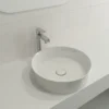 BOCCHI Sottile 15" Round Vessel Fireclay Bathroom Sink, White, 1478-001-0125