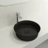 BOCCHI Sottile 15" Round Vessel Fireclay Bathroom Sink, Matte Black, 1478-004-0125