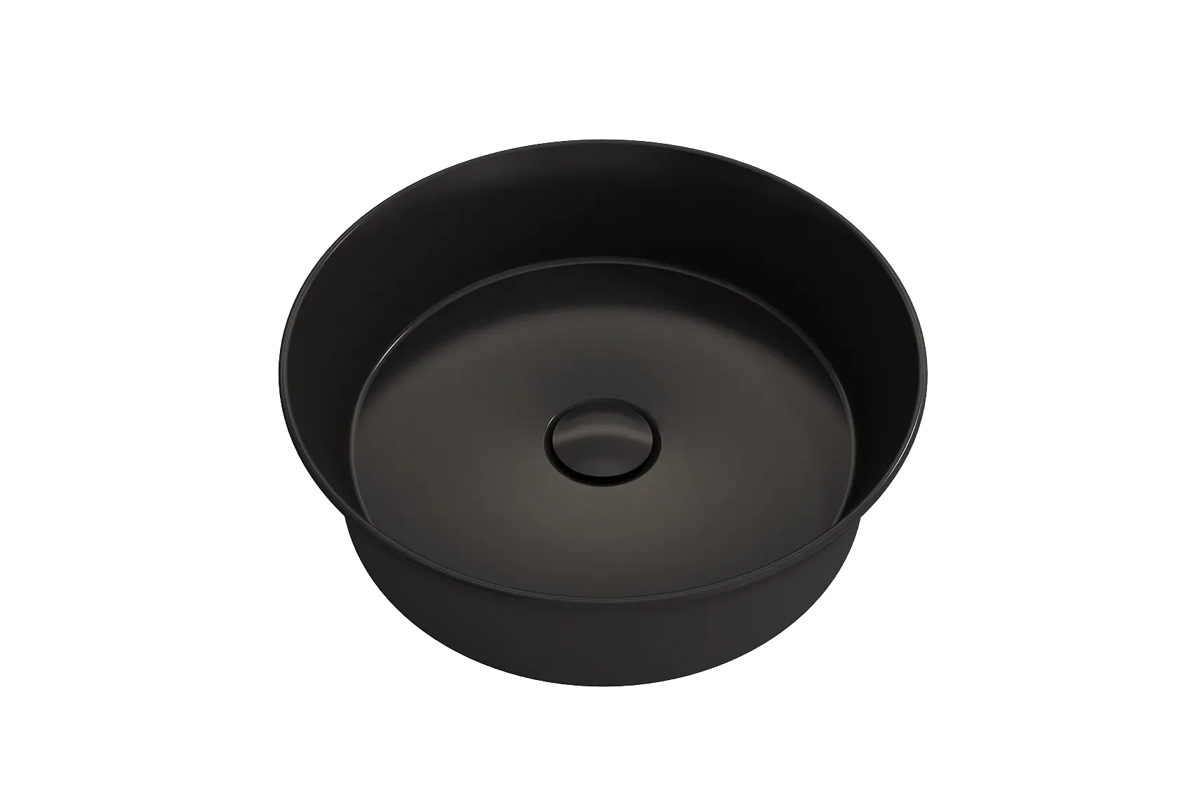 BOCCHI Sottile 15" Round Vessel Fireclay Bathroom Sink, Matte Black, 1478-004-0125