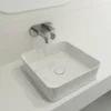 BOCCHI Sottile 15" Square Vessel Fireclay Bathroom Sink, White, 1477-001-0125