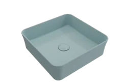 BOCCHI Sottile 15" Square Vessel Fireclay Bathroom Sink, Matte Ice Blue, 1477-029-0125