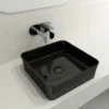BOCCHI Sottile 15" Square Vessel Fireclay Bathroom Sink, Black, 1477-005-0125