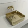 BOCCHI Sottile 15" Square Vessel Fireclay Bathroom Sink, Matte Gold, 1477-403-0125
