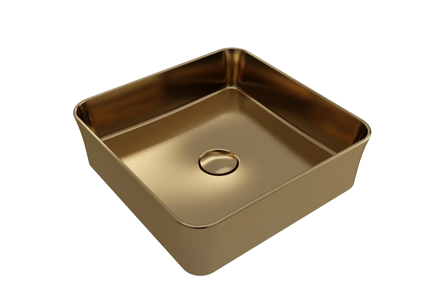 BOCCHI Sottile 15" Square Vessel Fireclay Bathroom Sink, Matte Gold, 1477-403-0125