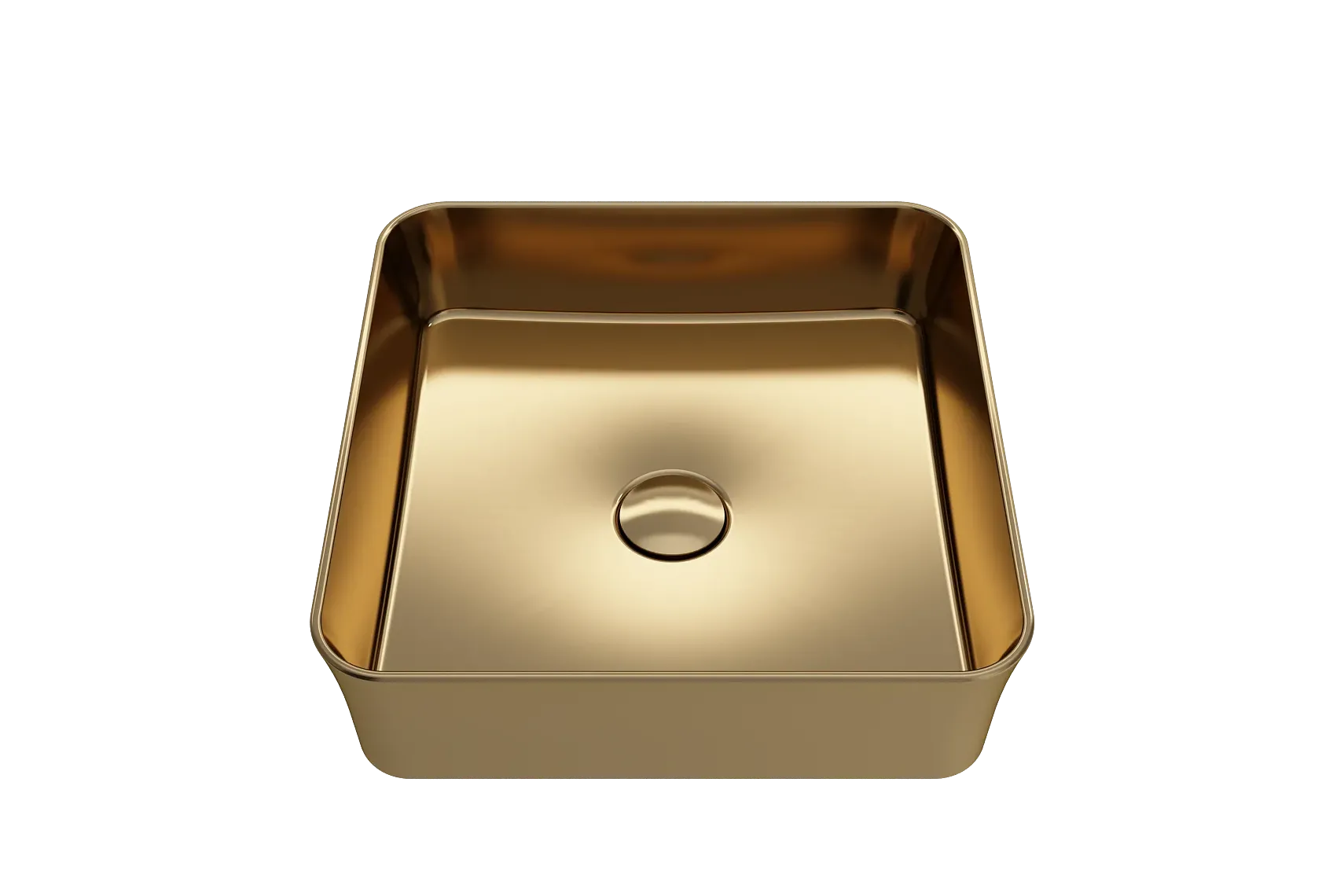 BOCCHI Sottile 15" Square Vessel Fireclay Bathroom Sink, Matte Gold, 1477-403-0125