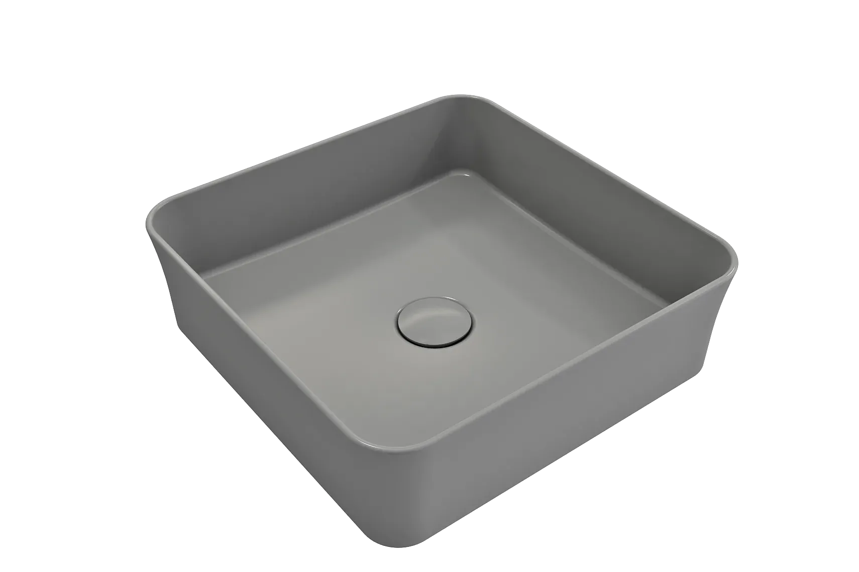BOCCHI Sottile 15" Square Vessel Fireclay Bathroom Sink, Matte Gray, 1477-006-0125