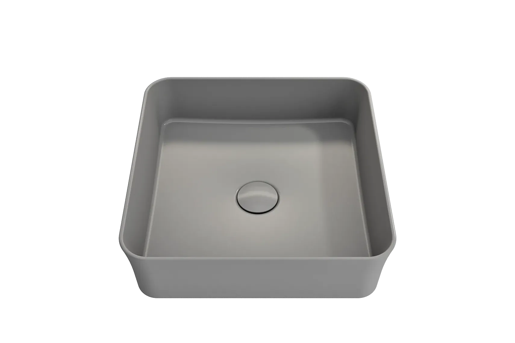 BOCCHI Sottile 15" Square Vessel Fireclay Bathroom Sink, Matte Gray, 1477-006-0125