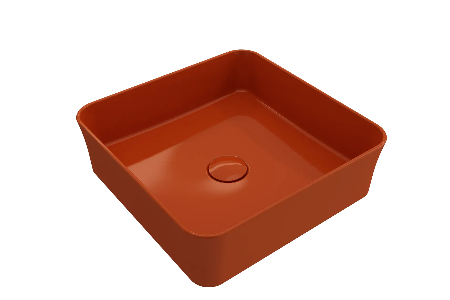 BOCCHI Sottile 15" Square Vessel Fireclay Bathroom Sink, Orange, 1477-012-0125