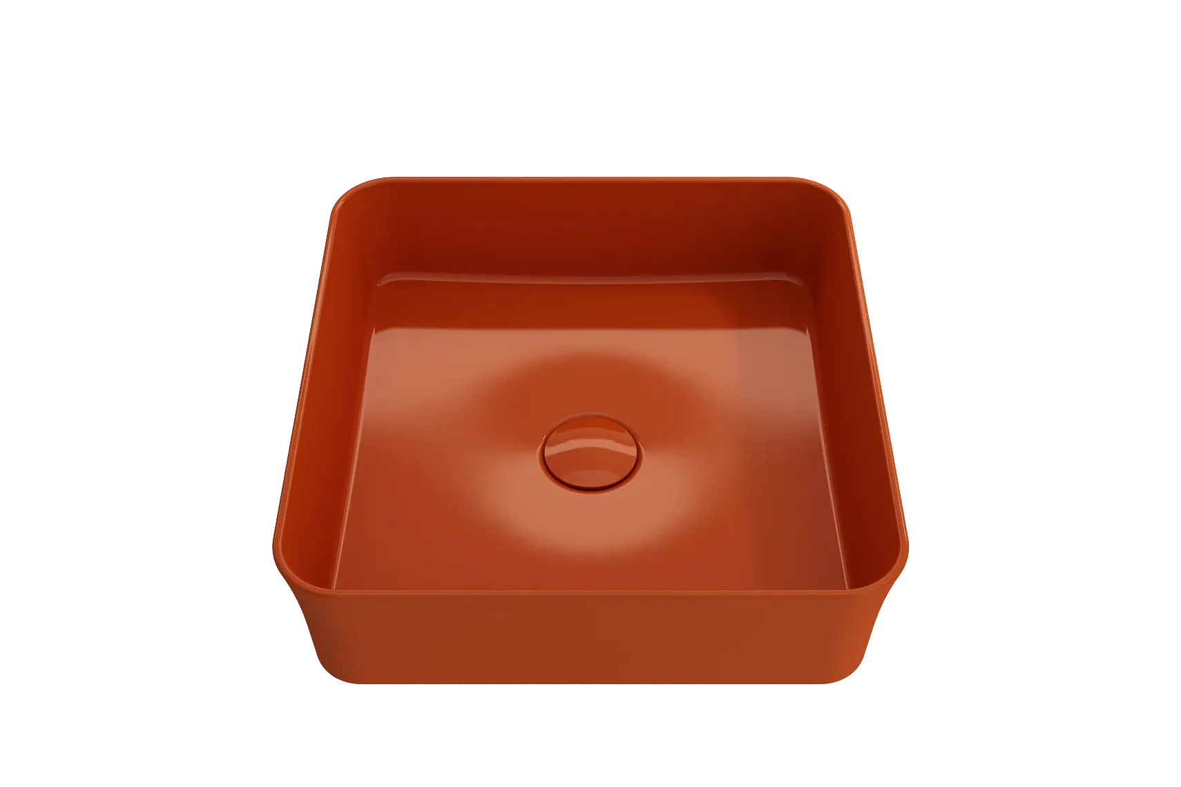 BOCCHI Sottile 15" Square Vessel Fireclay Bathroom Sink, Orange, 1477-012-0125