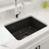 BOCCHI Sotto 24" Dual Mount Fireclay Kitchen Sink Kit with Accessories, Matte Black, 1627-004-0120