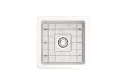 BOCCHI Sotto 18" Fireclay Bar/Prep Sink Kit with Accessories, White, 1359-001-KIT1
