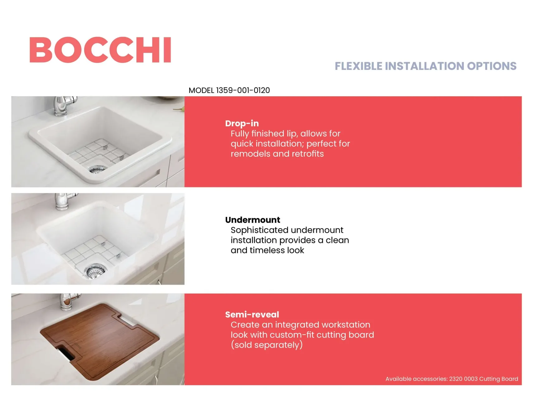 BOCCHI Sotto 18" Fireclay Bar/Prep Sink Kit with Accessories, White, 1359-001-KIT1