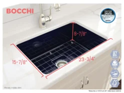 BOCCHI Sotto 27" Fireclay Dual Mount Single Bowl Kitchen Sink, Sapphire Blue, 1360-010-0120