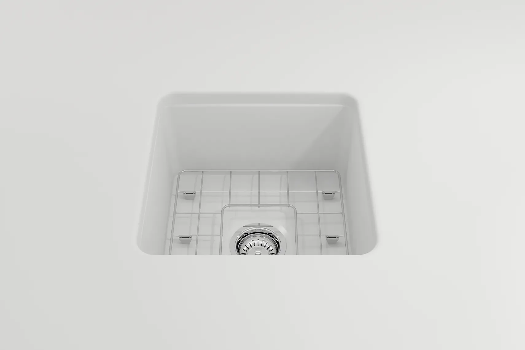 BOCCHI Sotto 18" Fireclay Undermount Single Bowl Bar Sink with Protective Bottom Grid and Strainer, Matte White, 1359-002-0120