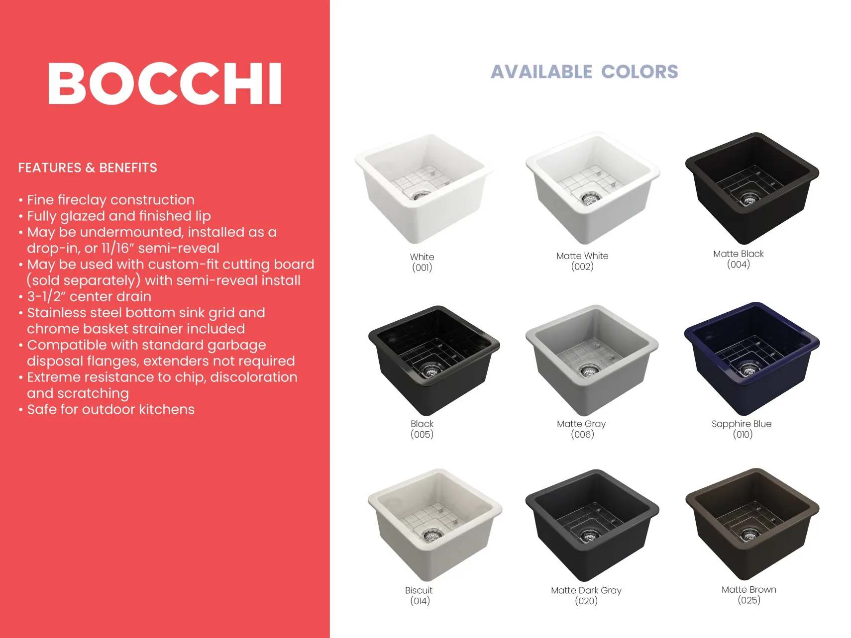 BOCCHI Sotto 18" Fireclay Undermount Single Bowl Bar Sink with Protective Bottom Grid and Strainer, Matte Brown, 1359-025-0120