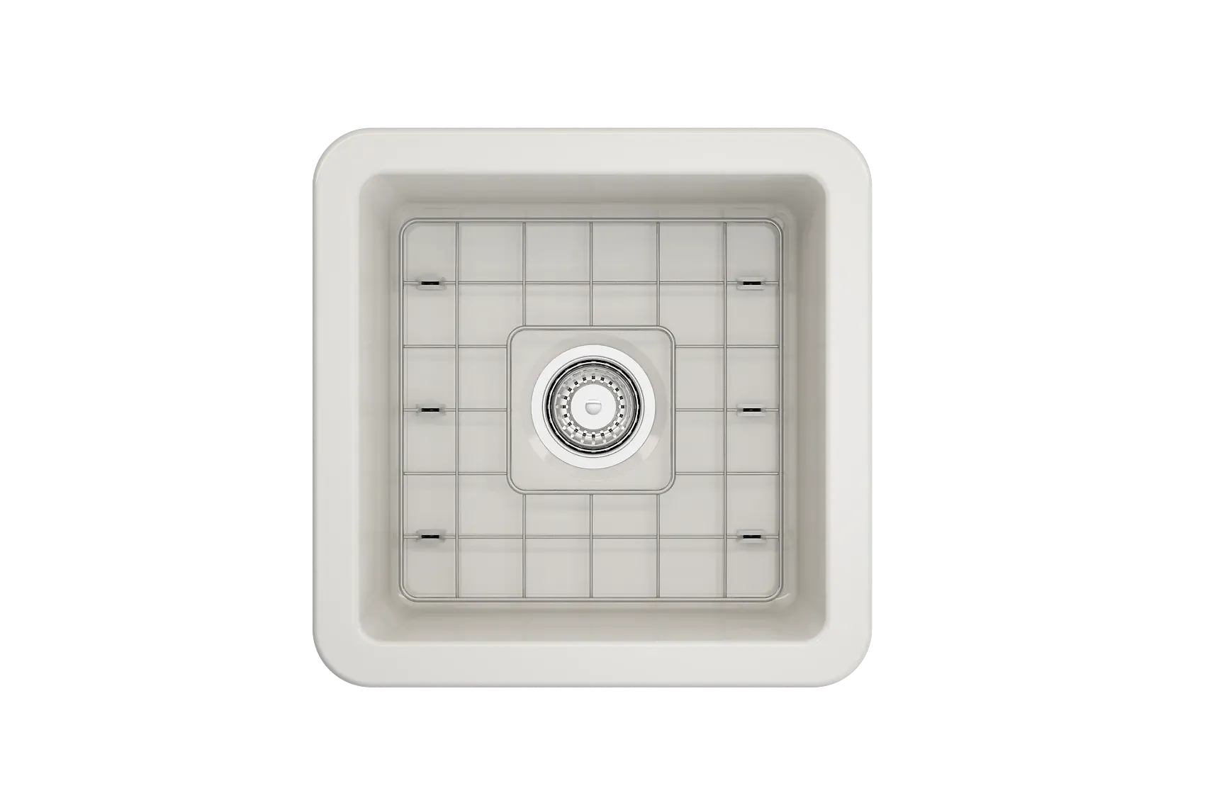 BOCCHI Sotto 18" Fireclay Undermount Single Bowl Bar Sink with Protective Bottom Grid and Strainer, Biscuit, 1359-014-0120