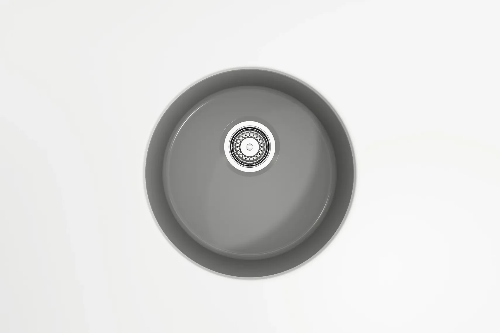 BOCCHI Sotto 18.5" Round Fireclay Undermount Single Bowl Bar Sink with Protective Bottom Grid and Strainer, Matte Gray, 1361-006-0120
