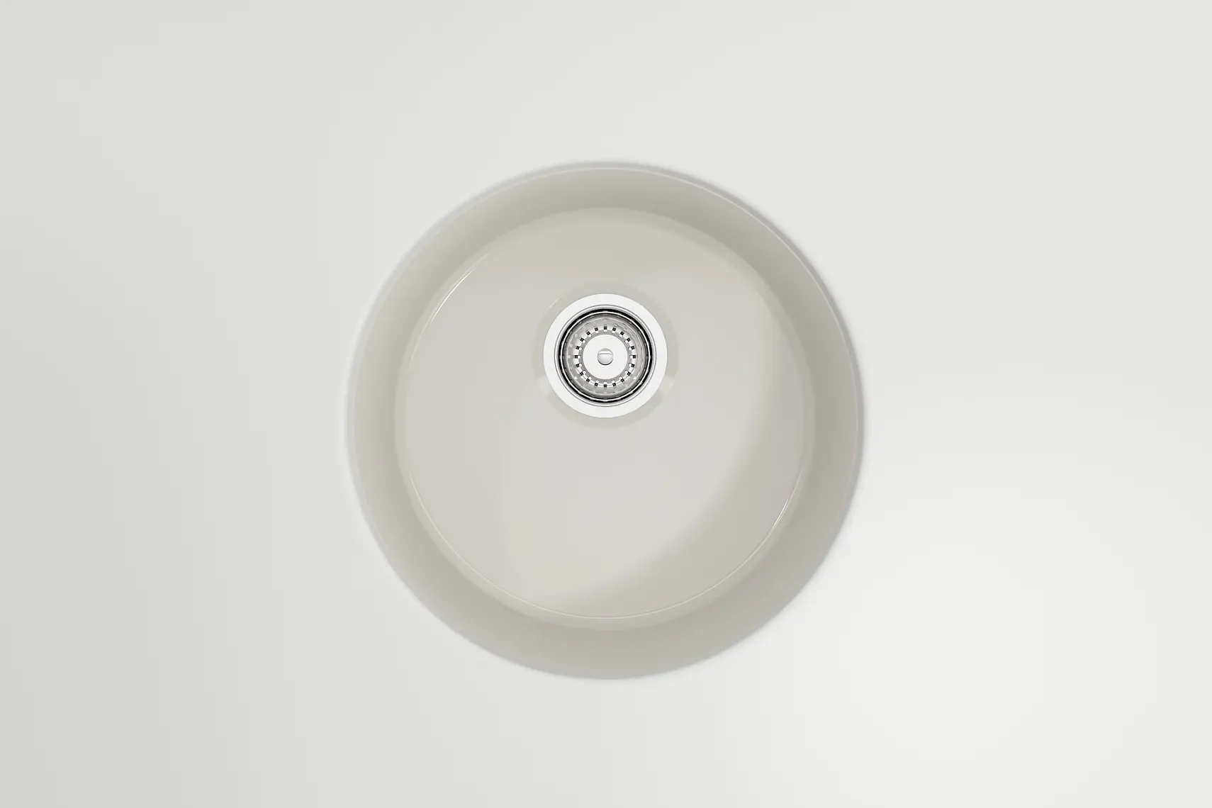BOCCHI Sotto 18.5" Round Fireclay Undermount Single Bowl Bar Sink with Protective Bottom Grid and Strainer, Biscuit, 1361-014-0120