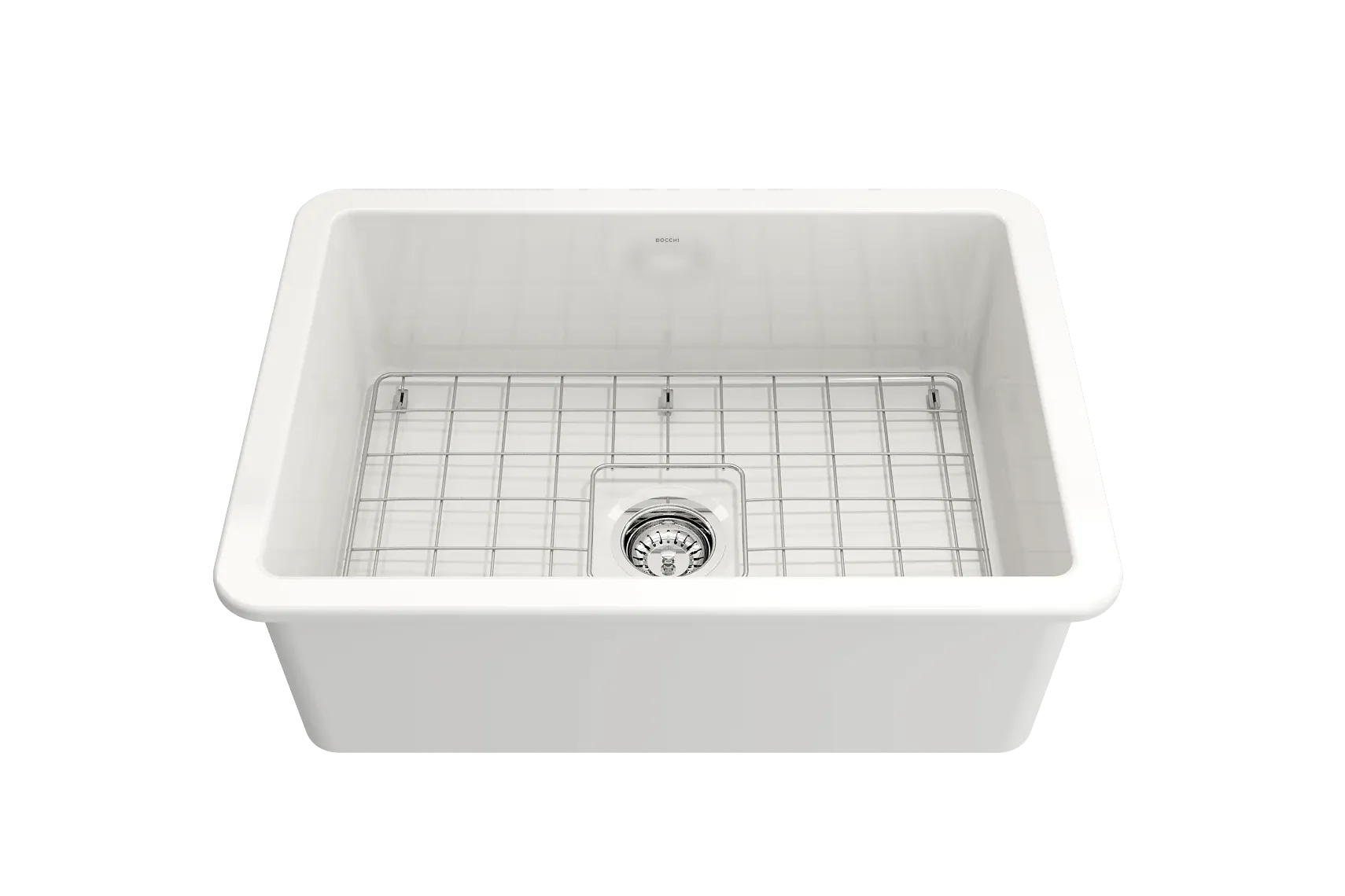 BOCCHI Sotto 27" White Fireclay Dual Mount Single Bowl Kitchen Sink Kit with Stainless Steel Faucet and Accessories, 1360-001-2024SS