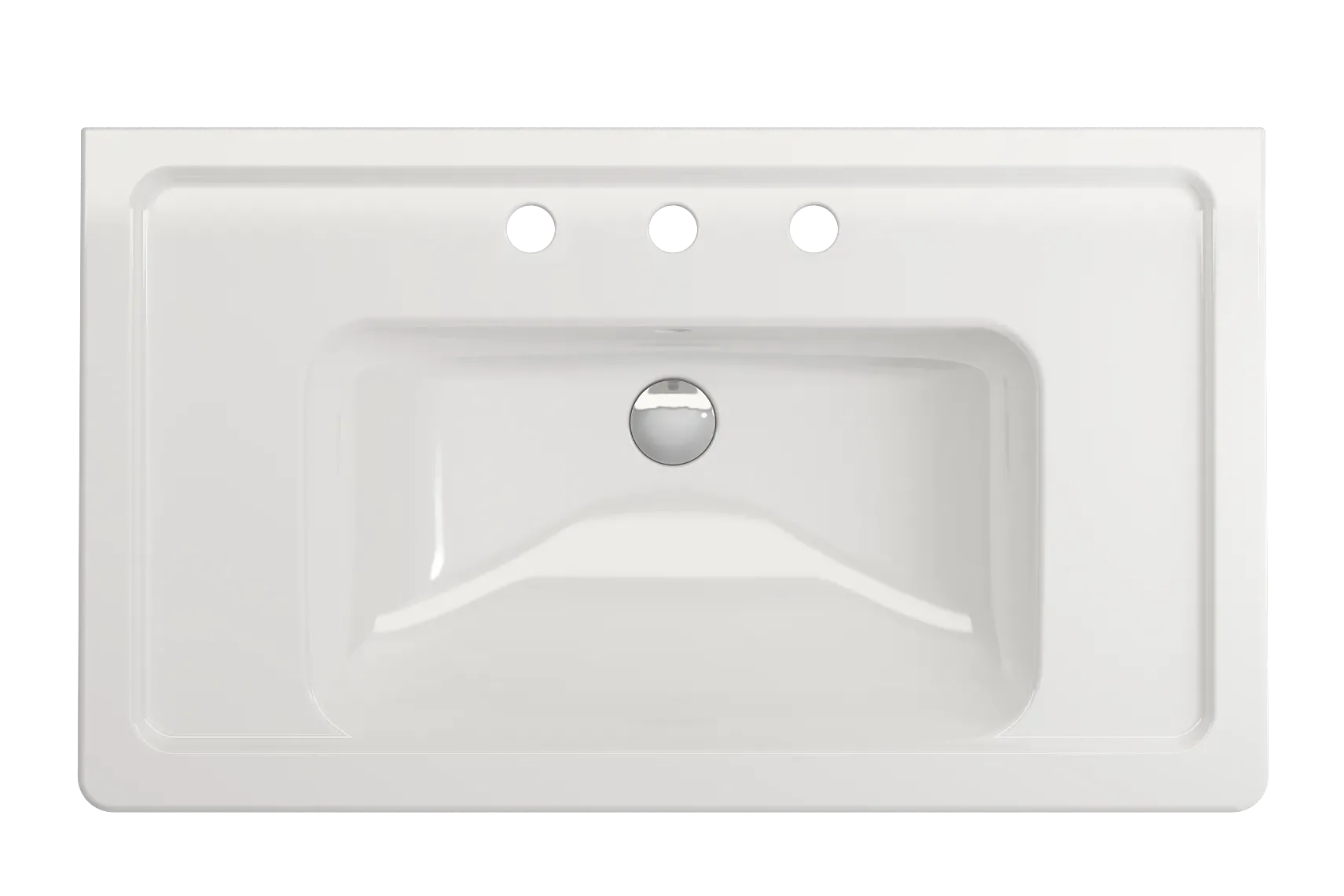 BOCCHI Taormina 34" Rectangle Wallmount Fireclay Bathroom Sink, White, 3 Faucet Hole, 1008-001-0127