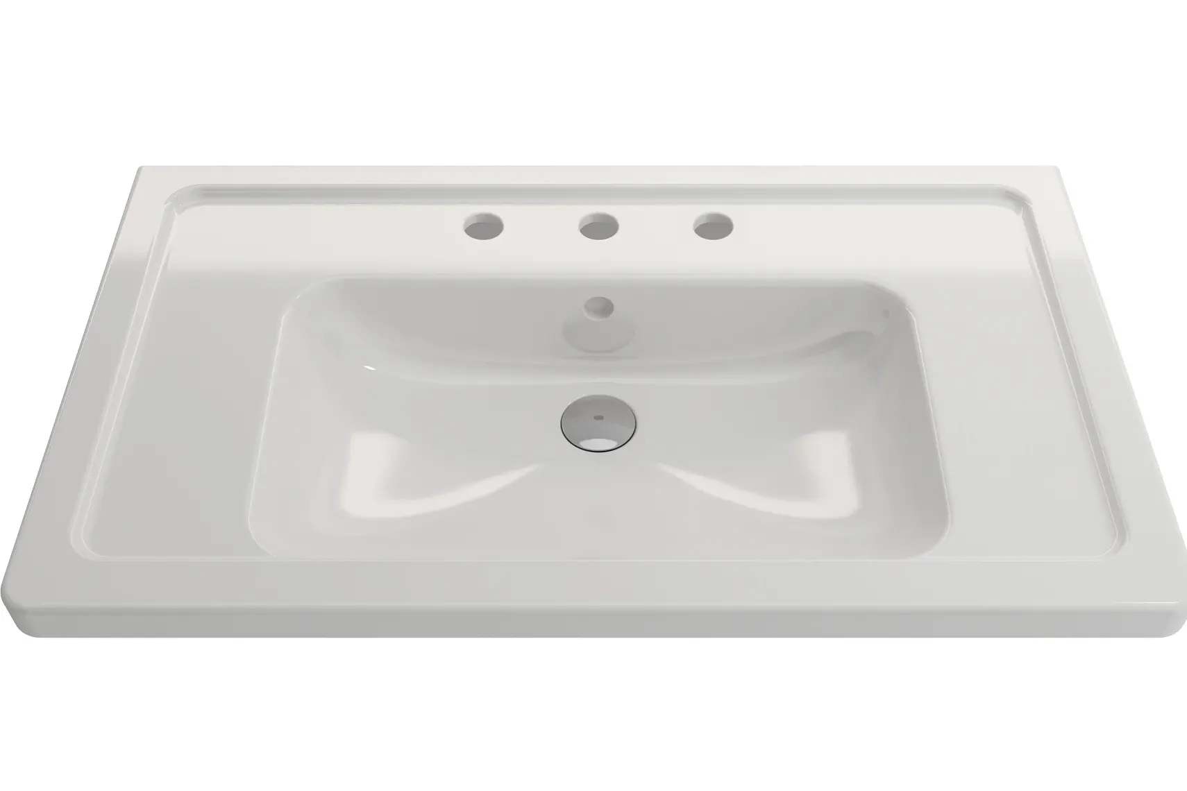 BOCCHI Taormina 34" Rectangle Wallmount Fireclay Bathroom Sink, White, 3 Faucet Hole, 1008-001-0127