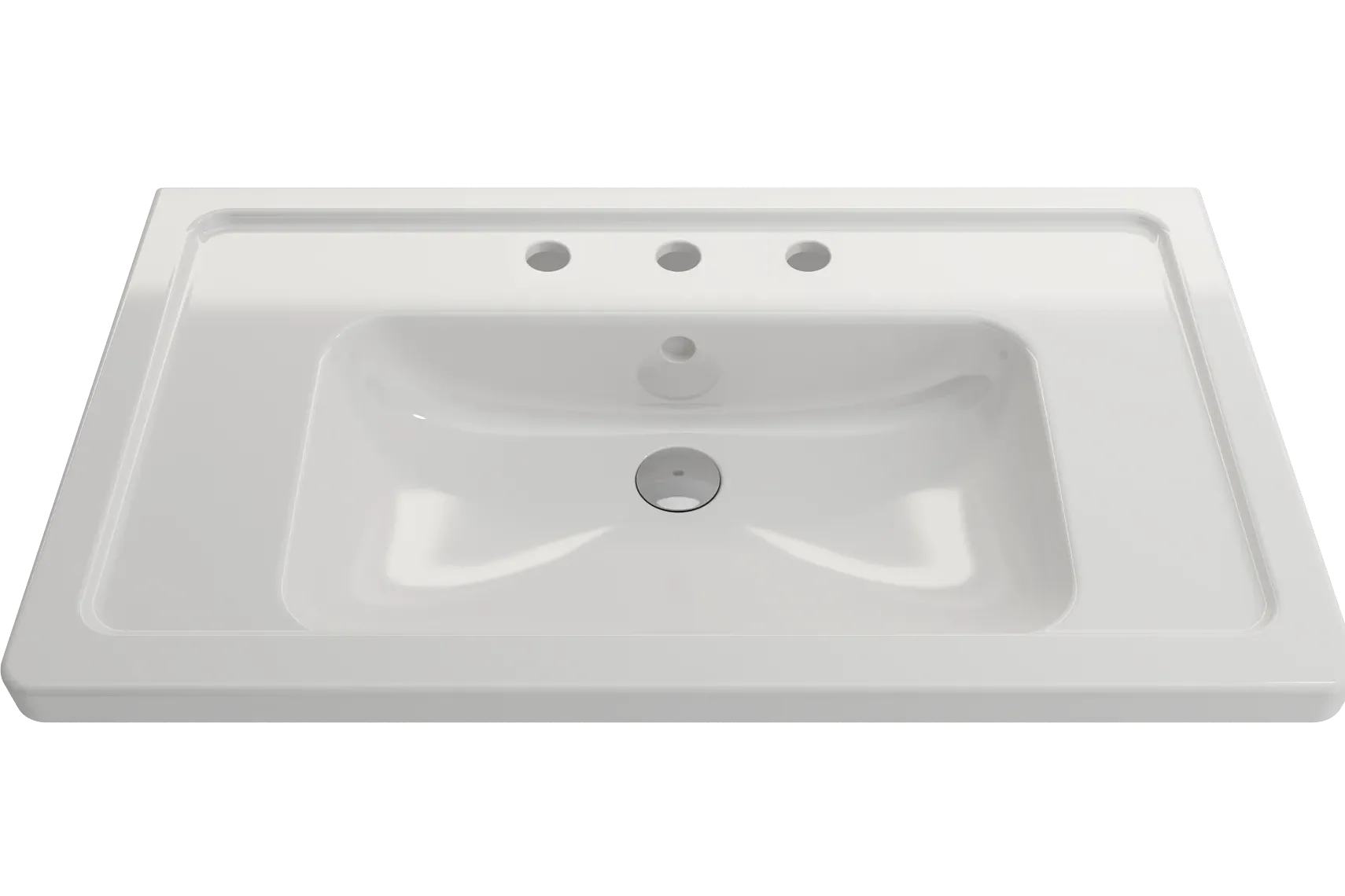 BOCCHI Taormina 34" Rectangle Wallmount Fireclay Bathroom Sink, White, 3 Faucet Hole, 1008-001-0127