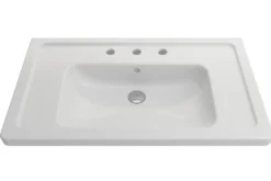BOCCHI Taormina 34" Rectangle Wallmount Fireclay Bathroom Sink, Matte White, 3 Faucet Hole, 1008-002-0127