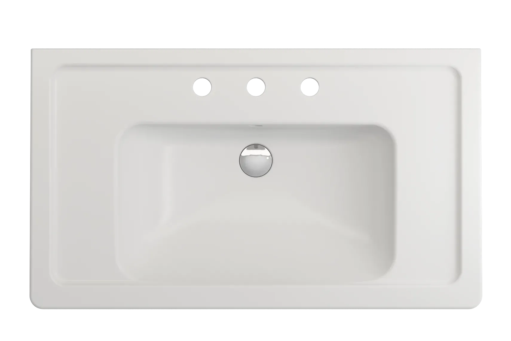 BOCCHI Taormina 34" Rectangle Wallmount Fireclay Bathroom Sink, Matte White, 3 Faucet Hole, 1008-002-0127