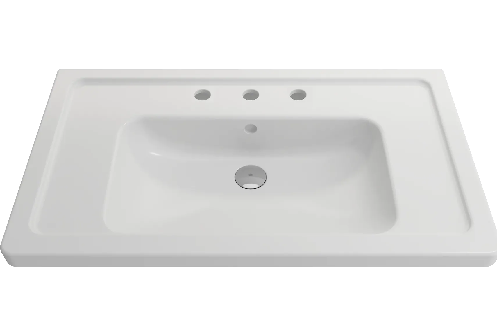 BOCCHI Taormina 34" Rectangle Wallmount Fireclay Bathroom Sink, Matte White, 3 Faucet Hole, 1008-002-0127