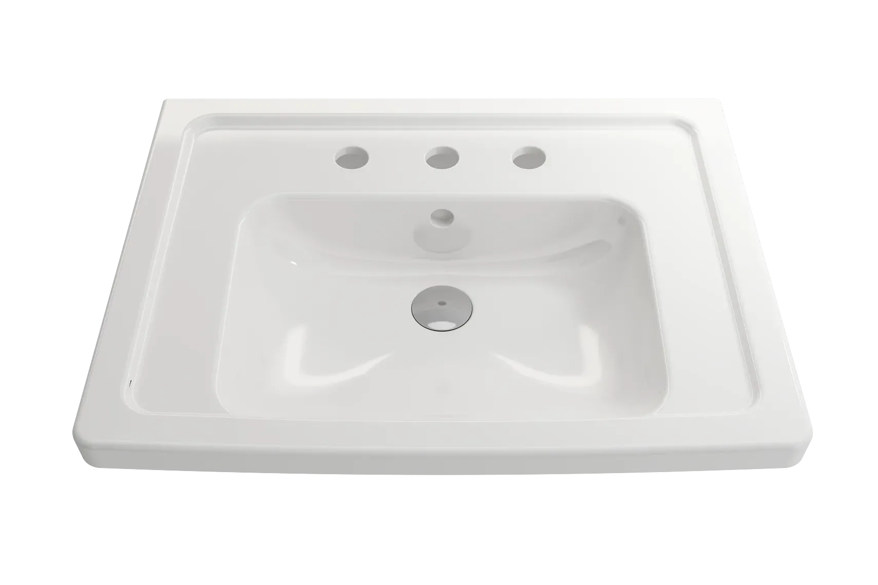 BOCCHI Taormina 26" Rectangle Wallmount Fireclay Bathroom Sink, White, 3 Faucet Hole, 1007-001-0127