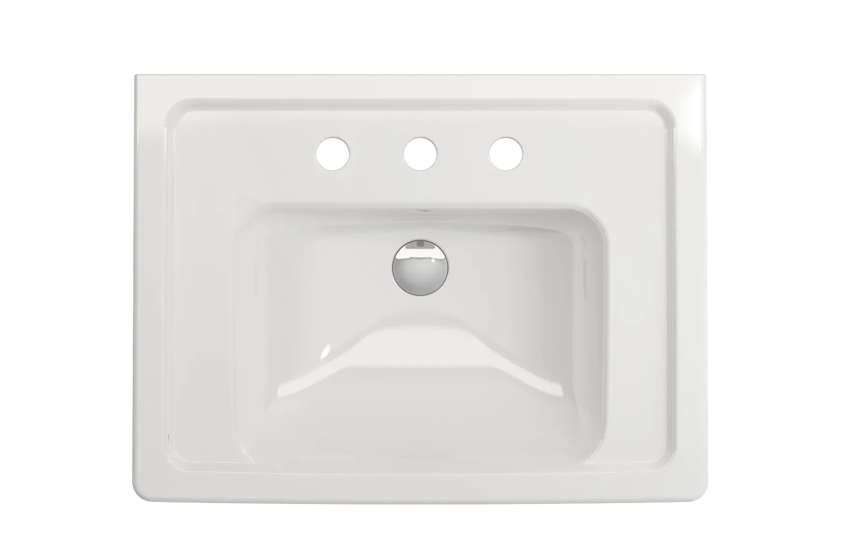 BOCCHI Taormina 26" Rectangle Wallmount Fireclay Bathroom Sink, White, 3 Faucet Hole, 1007-001-0127