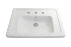 BOCCHI Taormina 26" Rectangle Wallmount Fireclay Bathroom Sink, Matte White, 3 Faucet Hole, 1007-002-0127
