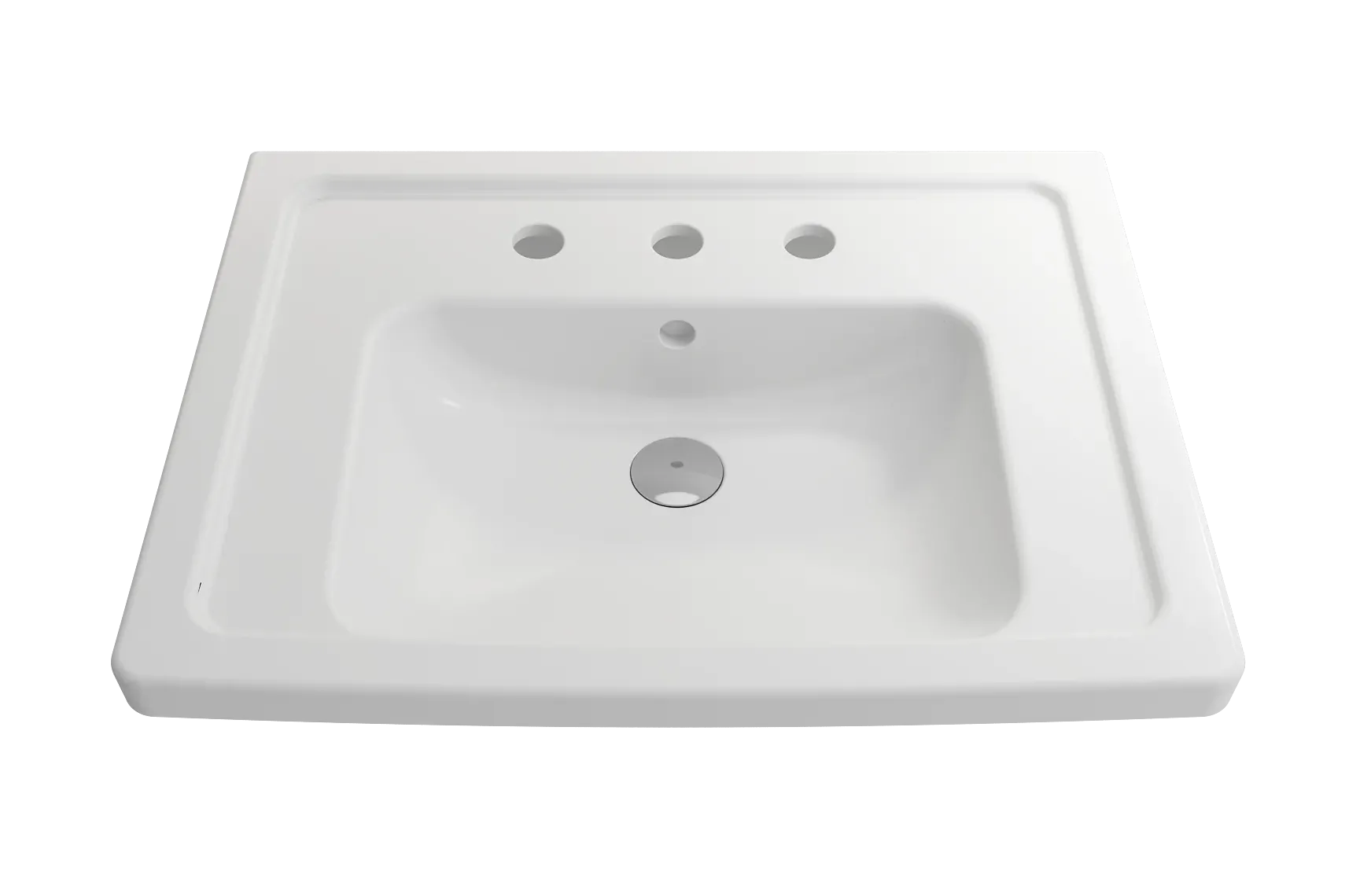 BOCCHI Taormina 26" Rectangle Wallmount Fireclay Bathroom Sink, Matte White, 3 Faucet Hole, 1007-002-0127