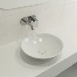 BOCCHI Venezia 16" Round Vessel Fireclay Bathroom Sink, Matte White, 1120-002-0125