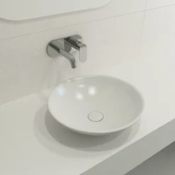 BOCCHI Venezia 16" Round Vessel Fireclay Bathroom Sink, Matte White, 1120-002-0125
