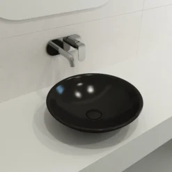BOCCHI Venezia 16" Round Vessel Fireclay Bathroom Sink, Matte Black, 1120-004-0125