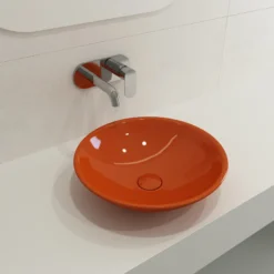 BOCCHI Venezia 16" Round Vessel Fireclay Bathroom Sink, Orange, 1120-012-0125