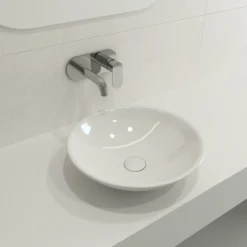 BOCCHI Venezia 16" Round Vessel Fireclay Bathroom Sink, White, 1120-001-0125