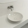 BOCCHI Venezia 16" Round Vessel Fireclay Bathroom Sink, Biscuit, 1120-014-0125