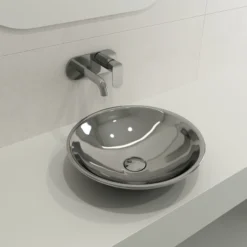 BOCCHI Venezia 16" Round Vessel Fireclay Bathroom Sink, Platinum, 1120-401-0125