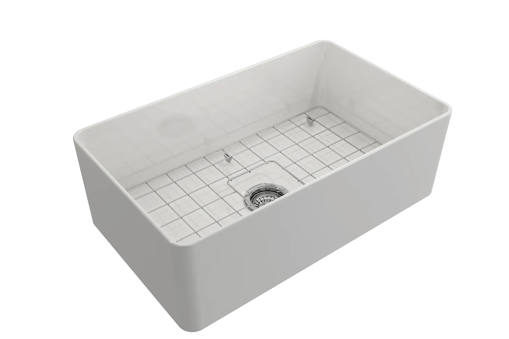 BOCCHI Aderci Ultra-Slim 30" Fireclay Farmhouse Sink, White, 1481-001-0120